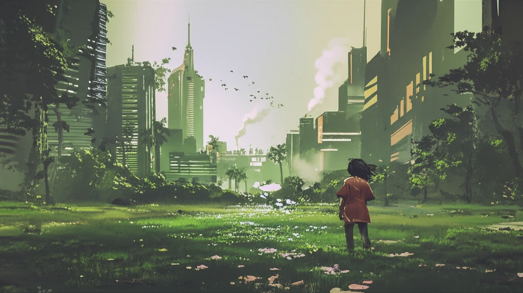 Sustainable energy future: transforming coal waste into a blooming cityscape.
