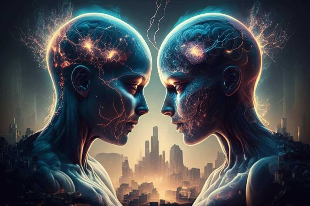 Surreal illustration of interconnected figures symbolizing oxytocin's social bonds.