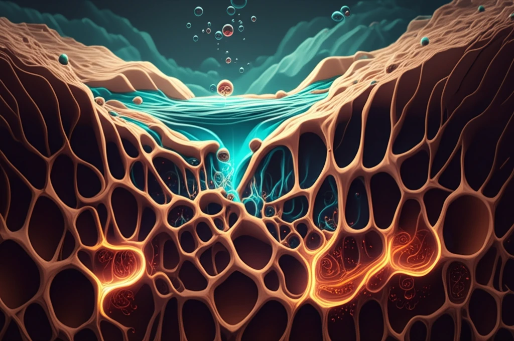 Microscopic view of clay soil with water and air filled pores