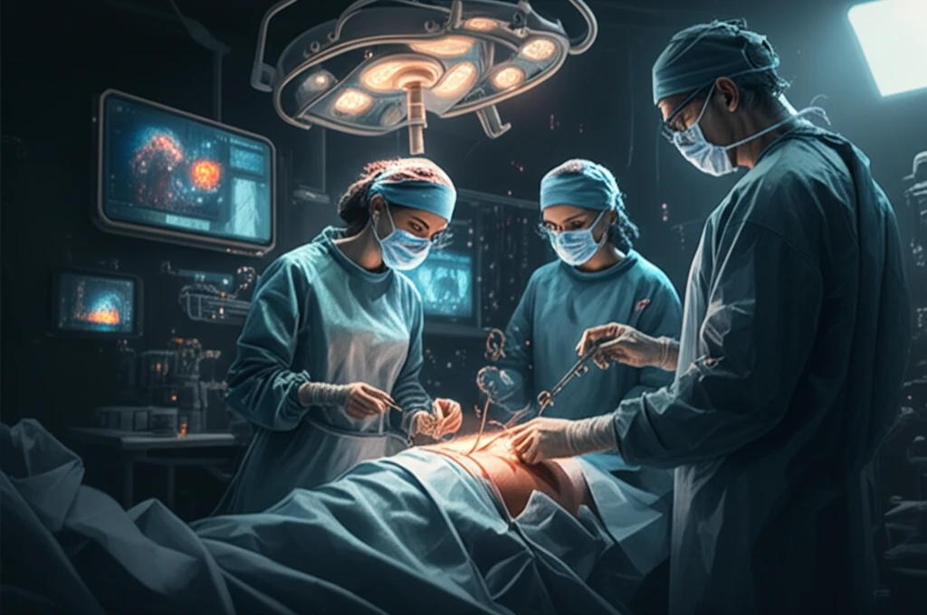 Futuristic hip replacement surgery using holographic navigation.