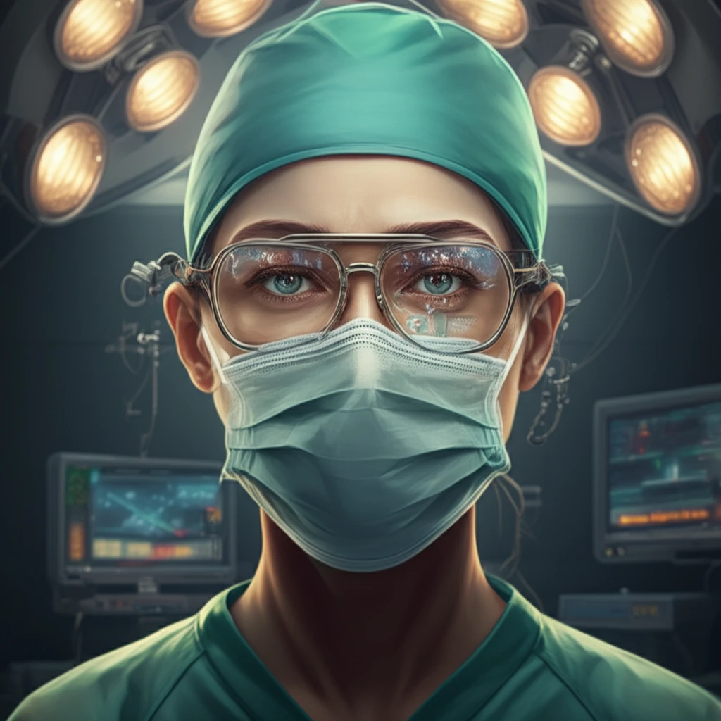 Surgeon's Glasses Reflecting Multiple Faces