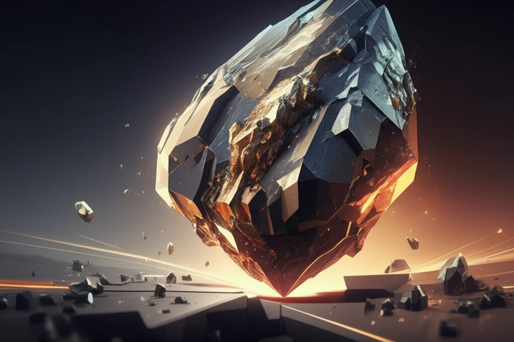 Surreal illustration of monazite crystal under stress, symbolizing its potential in material science.