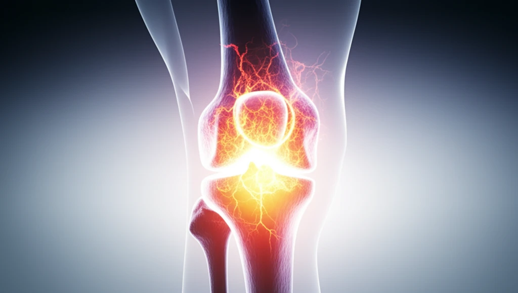 Stylized knee joint illustration symbolizing bone healing after osteotomy.