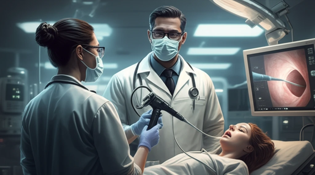 Emergency intubation with video laryngoscope in a hospital setting.