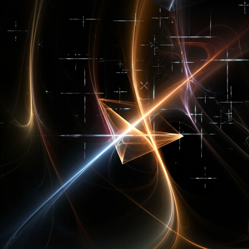 Surreal illustration of light bending around a prism at nanometer scale.