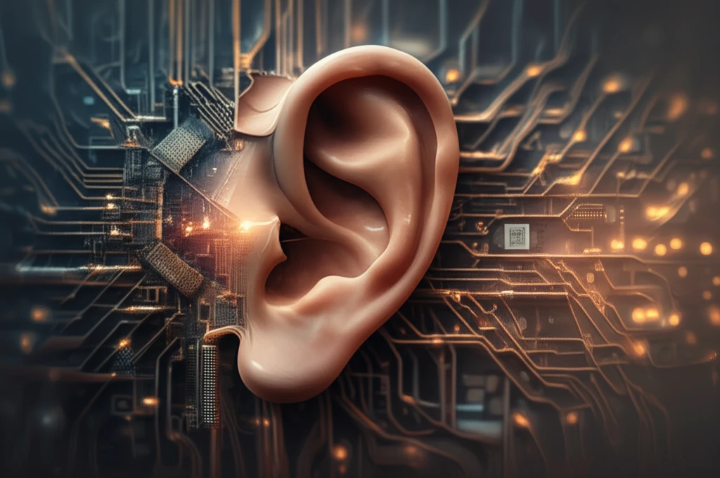 Bio-inspired sensor concept blending human inner ear with microchip technology.