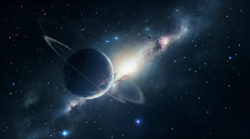 A vibrant exoplanet atmosphere with spectral lines representing different atmospheric gases.