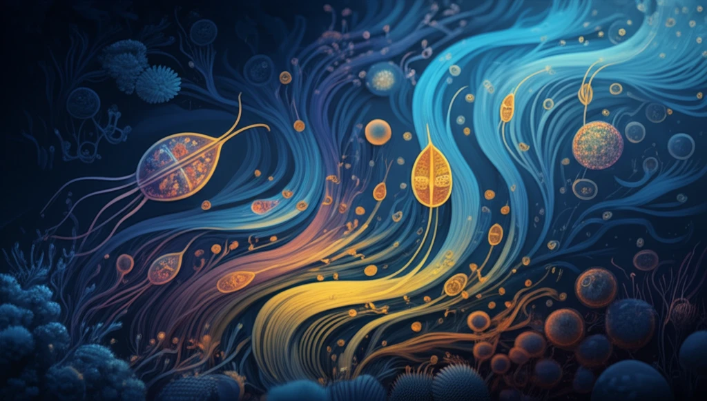 Microscopic plankton in an estuary symbolizing microbial diversity.
