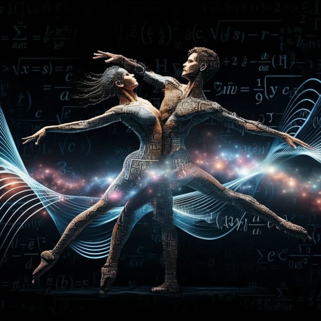 Surreal dancers formed from equations symbolizing conjugate harmonic functions.