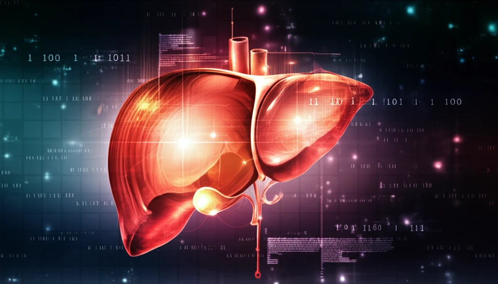 Stylized illustration of a healthy liver representing new treatment options for liver cancer.