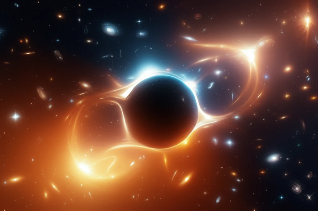 Digital illustration of cosmic infrared background lensing by dark matter.