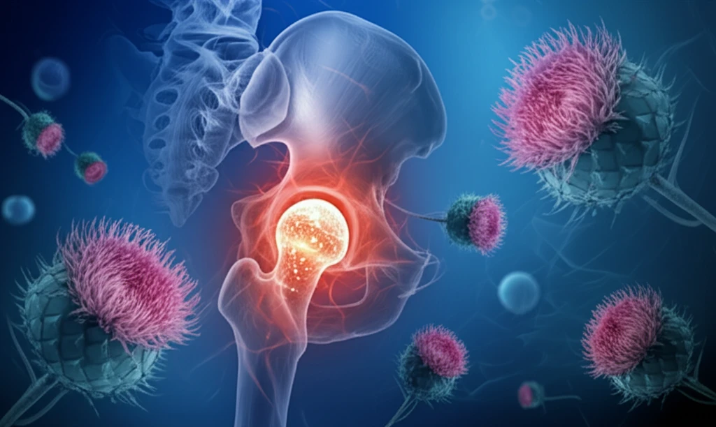 Safflower and Bone Health: A surreal digital illustration of safflower interwoven with healthy bone structures, symbolizing the potential of safflower polysaccharide in joint wellness.