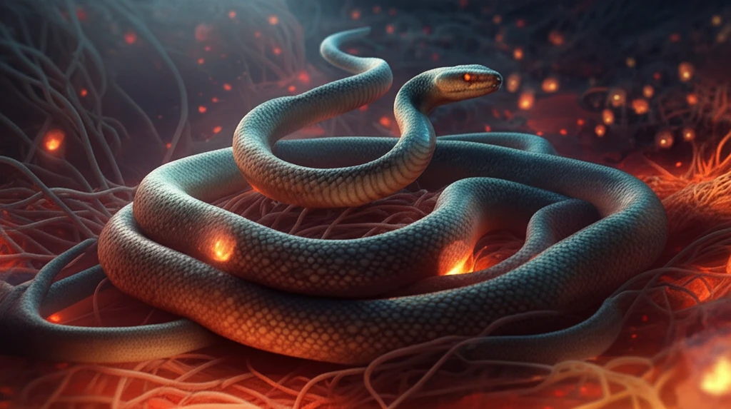 Snake venom interacting with human cells, potentially leading to cellular changes.