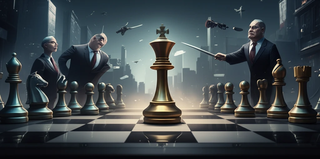 Chess game symbolizing corporate and political strategies in Eastern Europe.