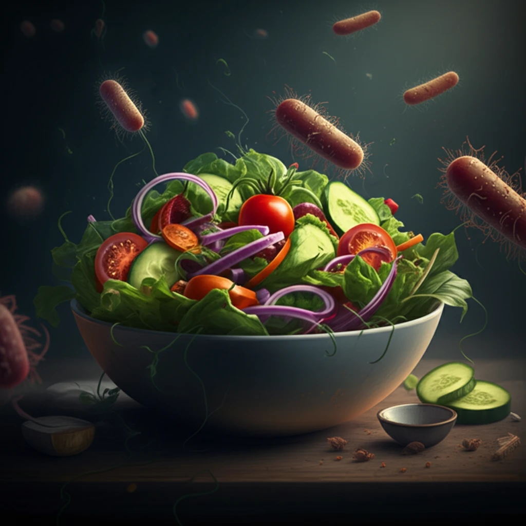 Image illustrating the potential danger of bacteria in salad