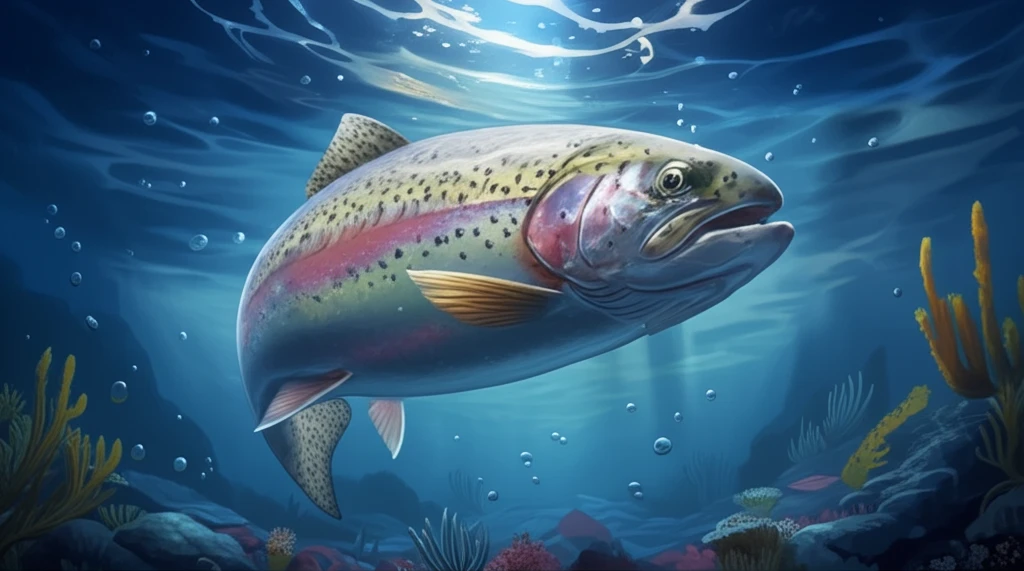 Rainbow trout swimming through heat-distorted water.