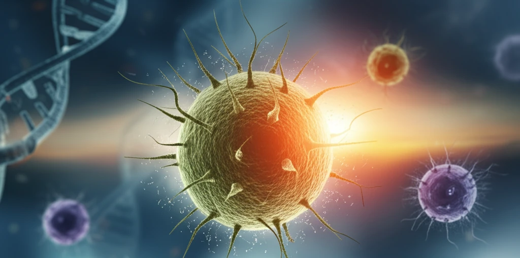 Microscopic view of cancer cells being neutralized by Apicidin