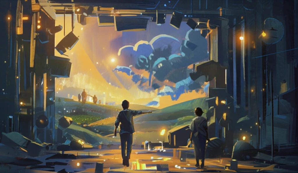 Surreal illustration symbolizing the transformative power of theatre for mental health recovery.