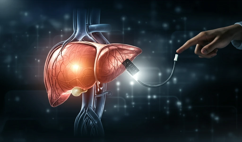 Glowing veins in a healthy liver being assessed.