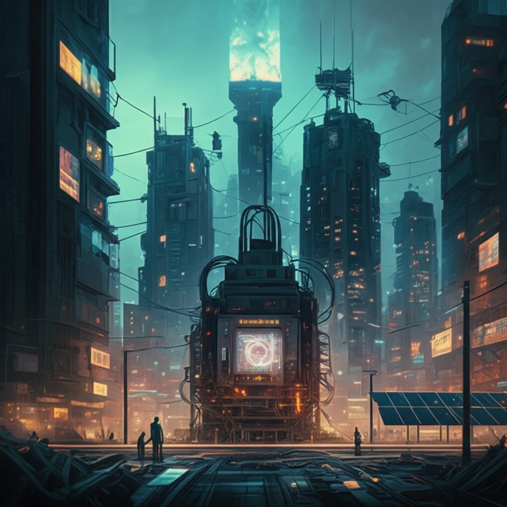 Futuristic cityscape powered by microgrids with glowing LED lights.