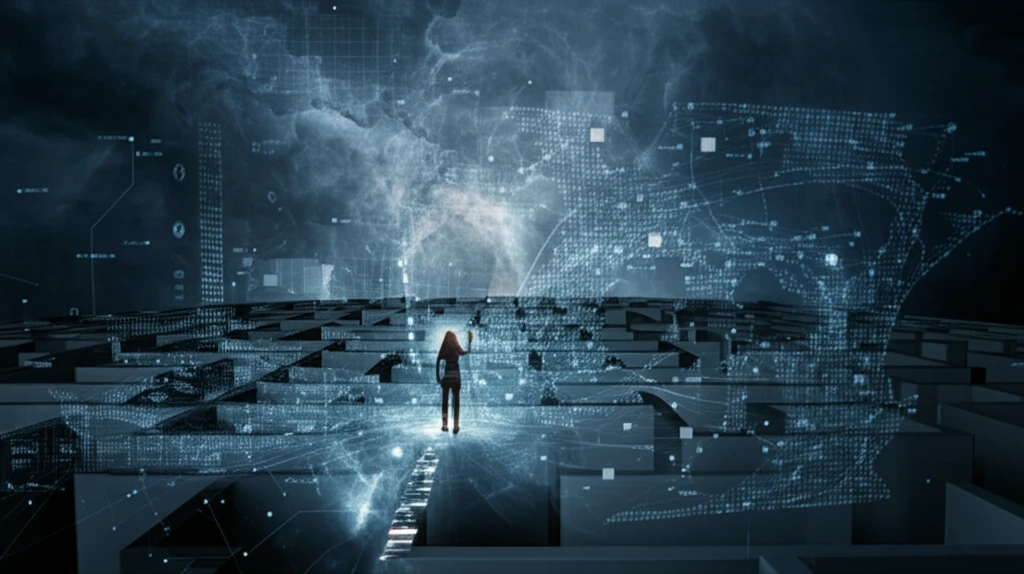 Data maze navigated with Bayesian lens.