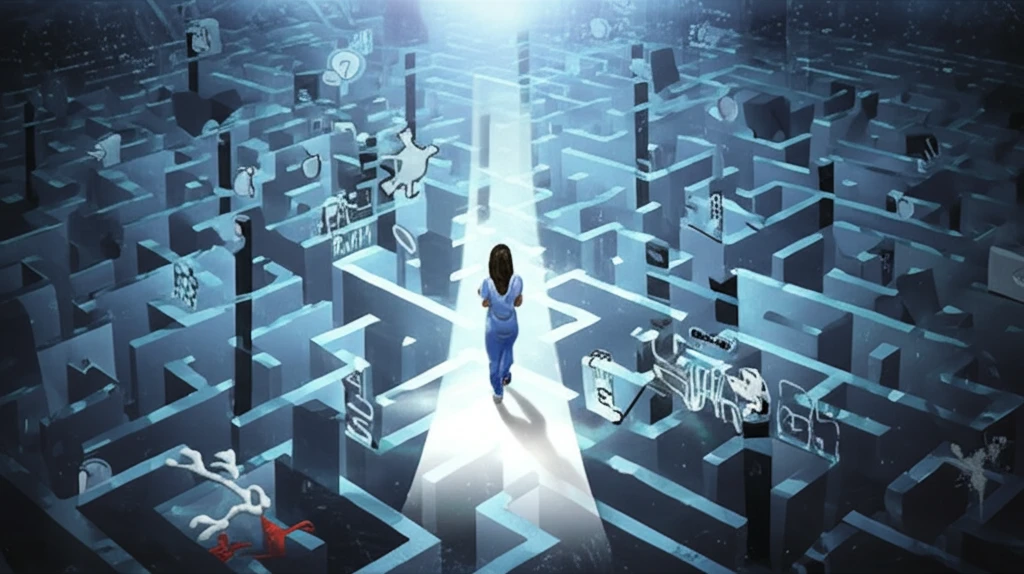 A nurse navigating a complex healthcare system.