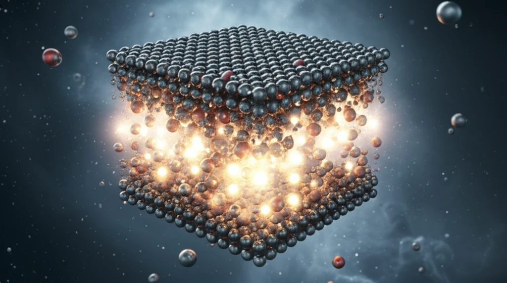 Microscopic view of dual substitution process in a LiFePO4 battery, enhancing energy flow.