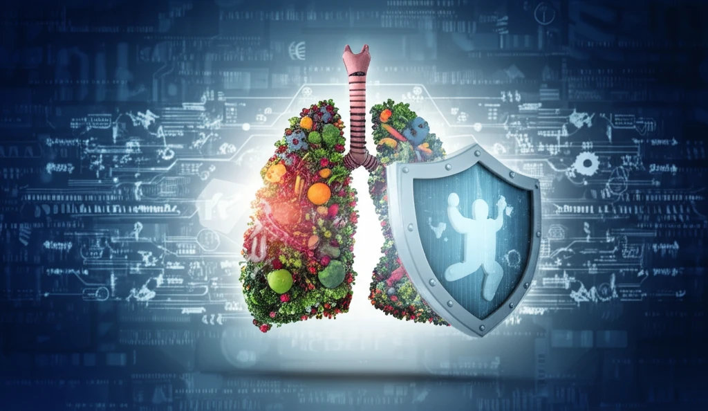 Protective shield around lungs symbolizing respiratory health and defense against infections