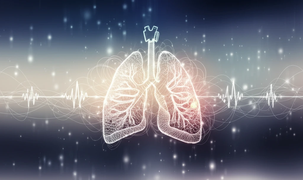 Interconnected heart and lungs illustration.