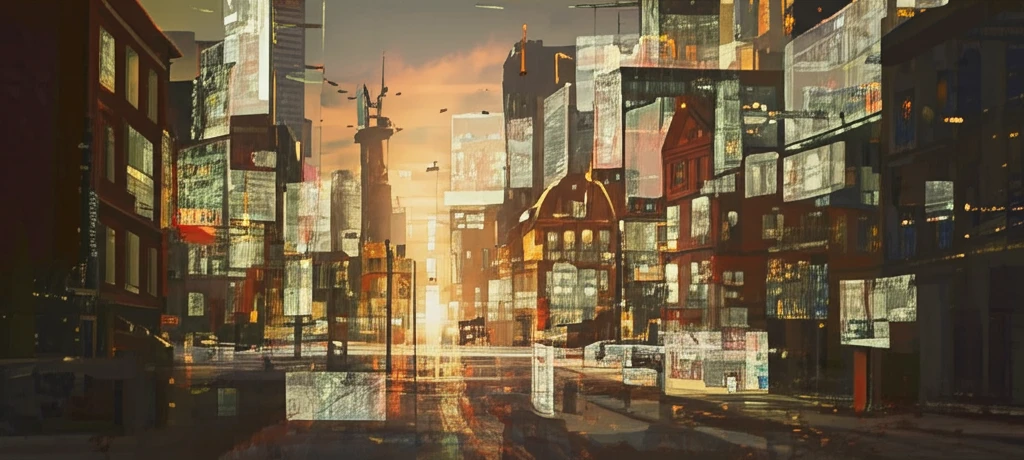Swedish cityscape merging with digital interfaces