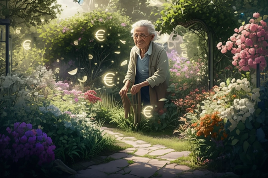 Surreal illustration of healthy aging and accessible healthcare options saving billions.