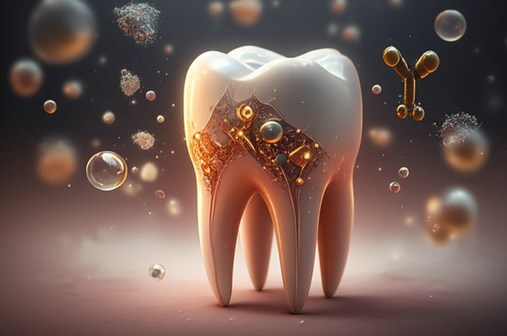 A tooth being remineralized by amino acids and bioactive glass
