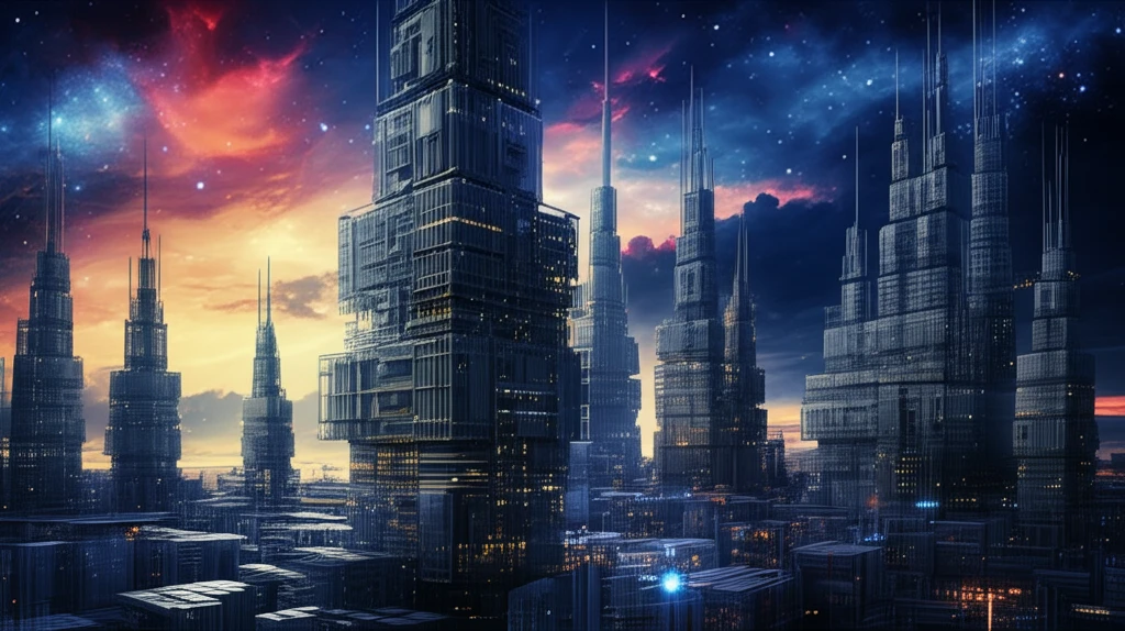 Futuristic cityscape made of Al2024 alloy with magnesium and zinc enhancements.