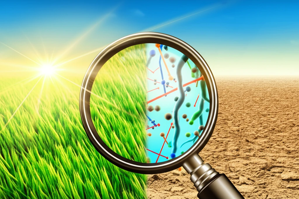 Two barley fields divided, highlighting the difference between optimal and suboptimal soil conditions.