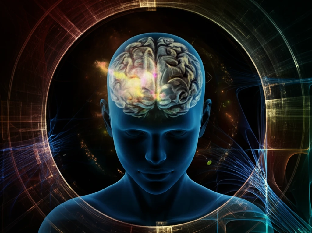 Brainwaves emanating from a human head