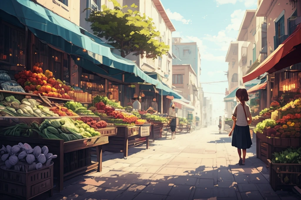A vibrant Mediterranean market scene symbolizing health and wellness.