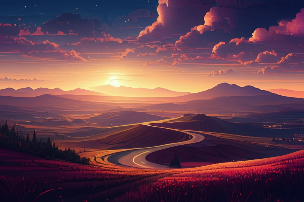 Digital illustration of a safe route through a layered landscape.