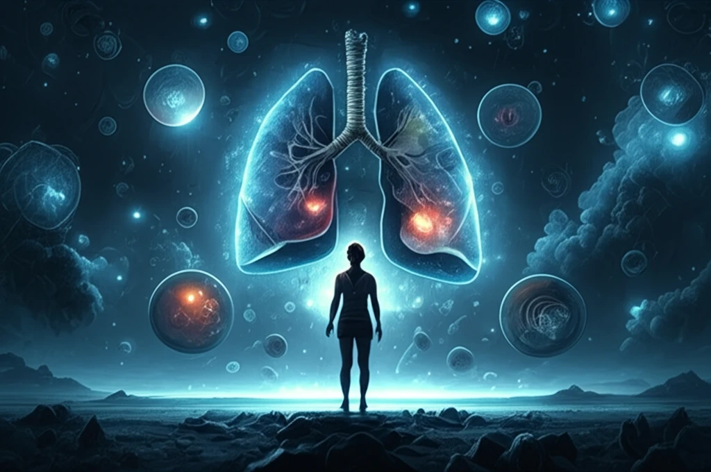 Protective orbs of light surrounding person with COPD