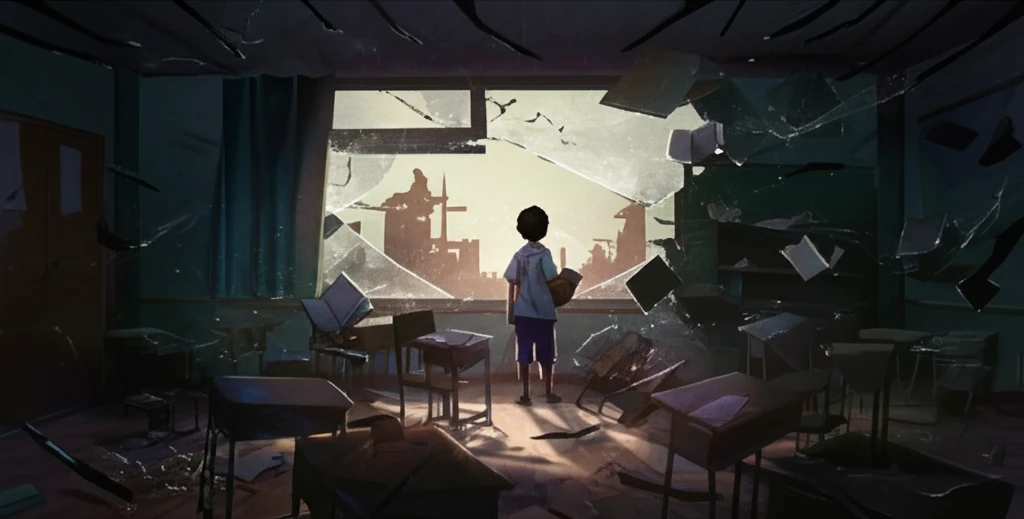 Shattered Classroom: A visual representation of the impact of community gun violence on elementary education.