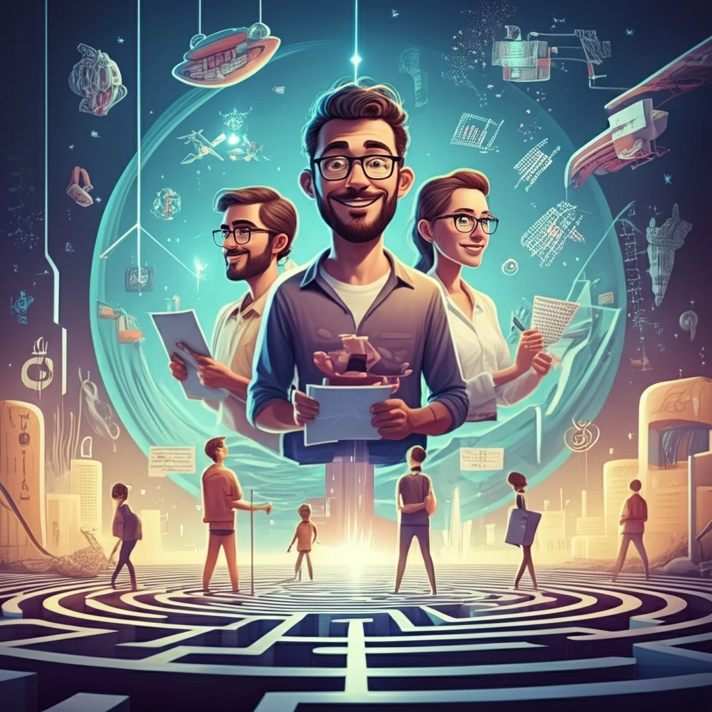 Diverse workers in a futuristic office