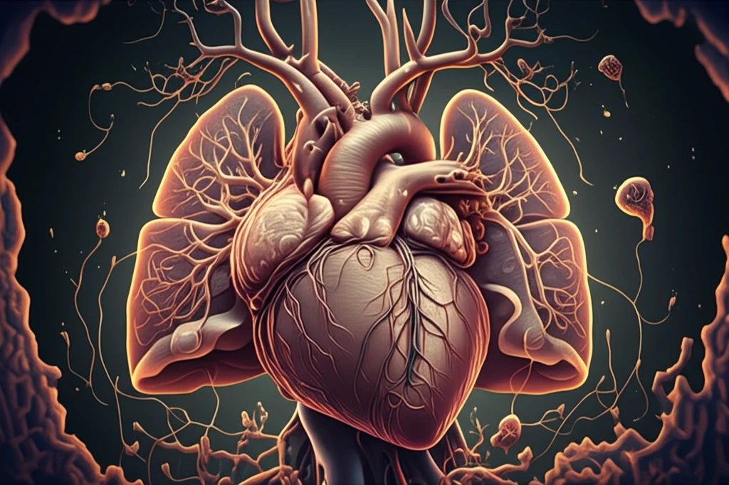 Stylized heart with a composite graft seamlessly integrated, symbolizing growth and stability.