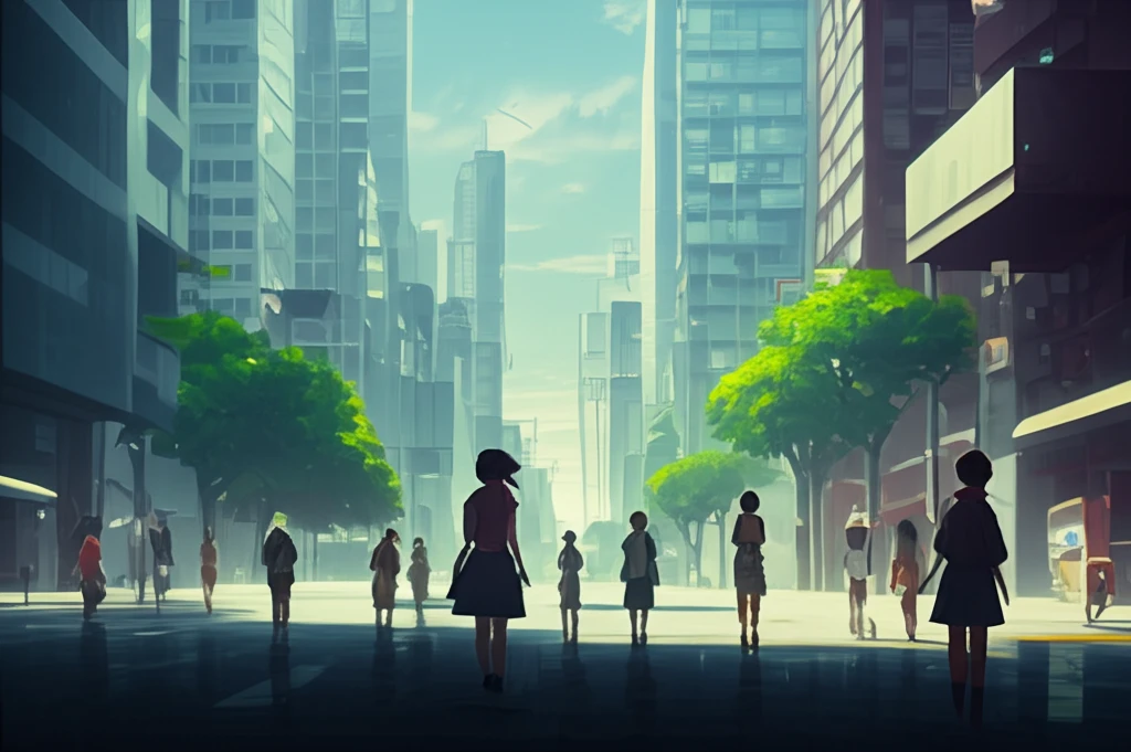 Futuristic city blending with nature, symbolizing sustainable urban development.
