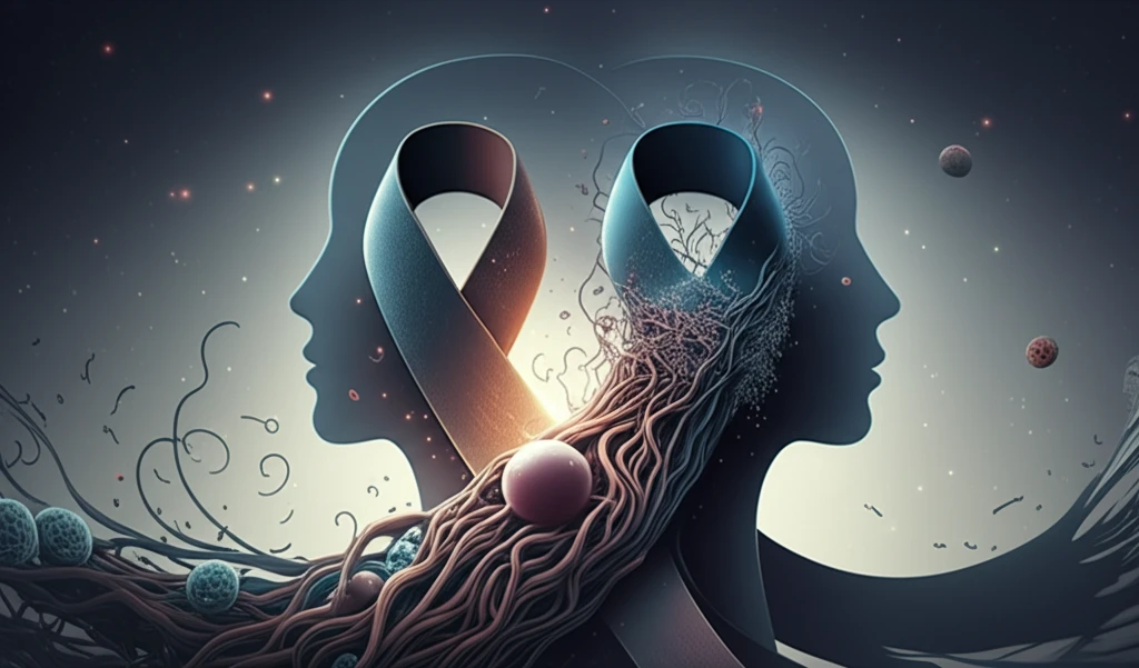 Intertwined ribbons symbolizing leukemia/lymphoma and endometrial cancer.