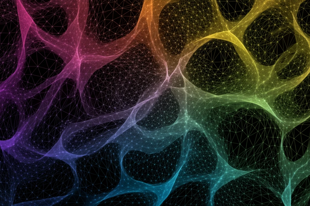 Interconnected nodes in a vibrant network, symbolizing a multi-agent system.