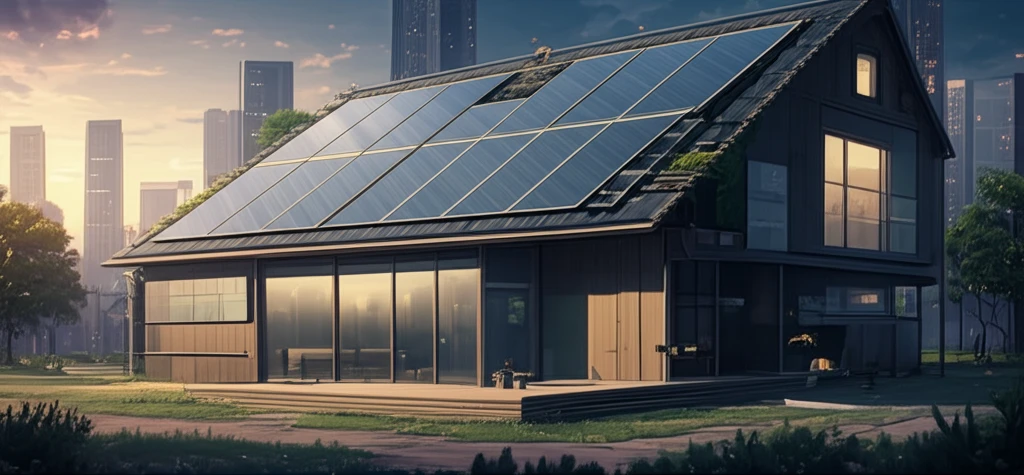 Sustainable homes with integrated solar panels.