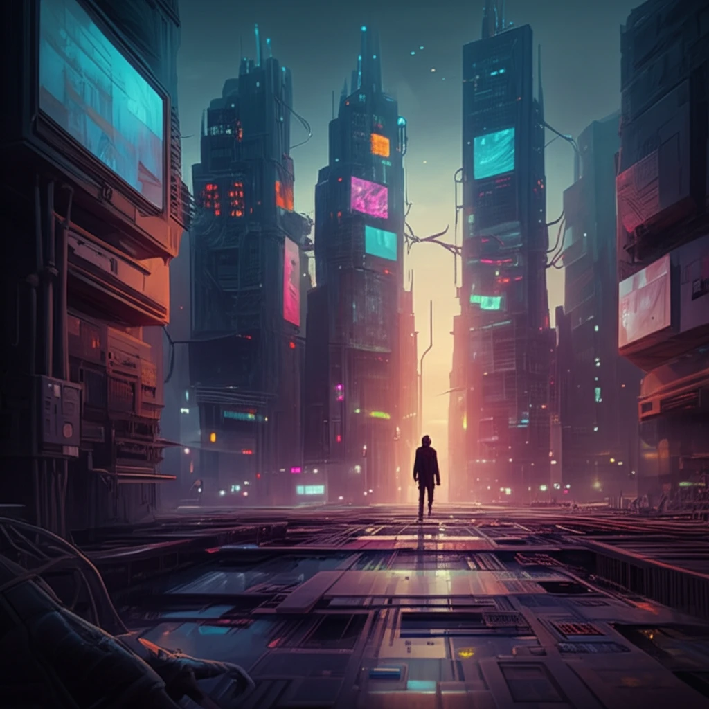 Futuristic cityscape powered by microbial fuel cells.