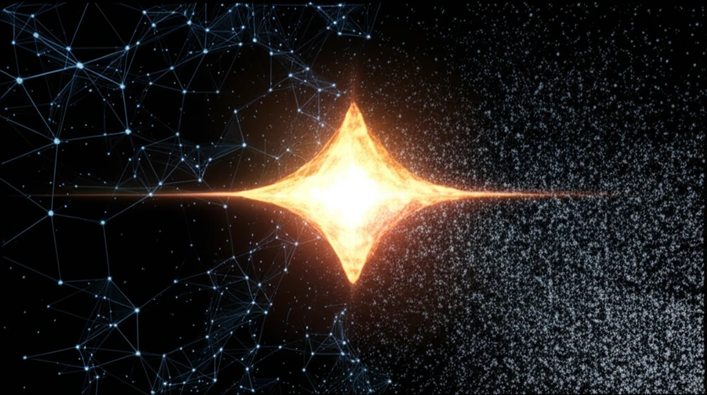 Abstract data clusters illuminated in a conic-shaped network.