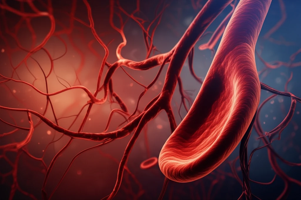 Symbolic illustration of blood vessels and nerve fibers representing multiple sclerosis treatment.