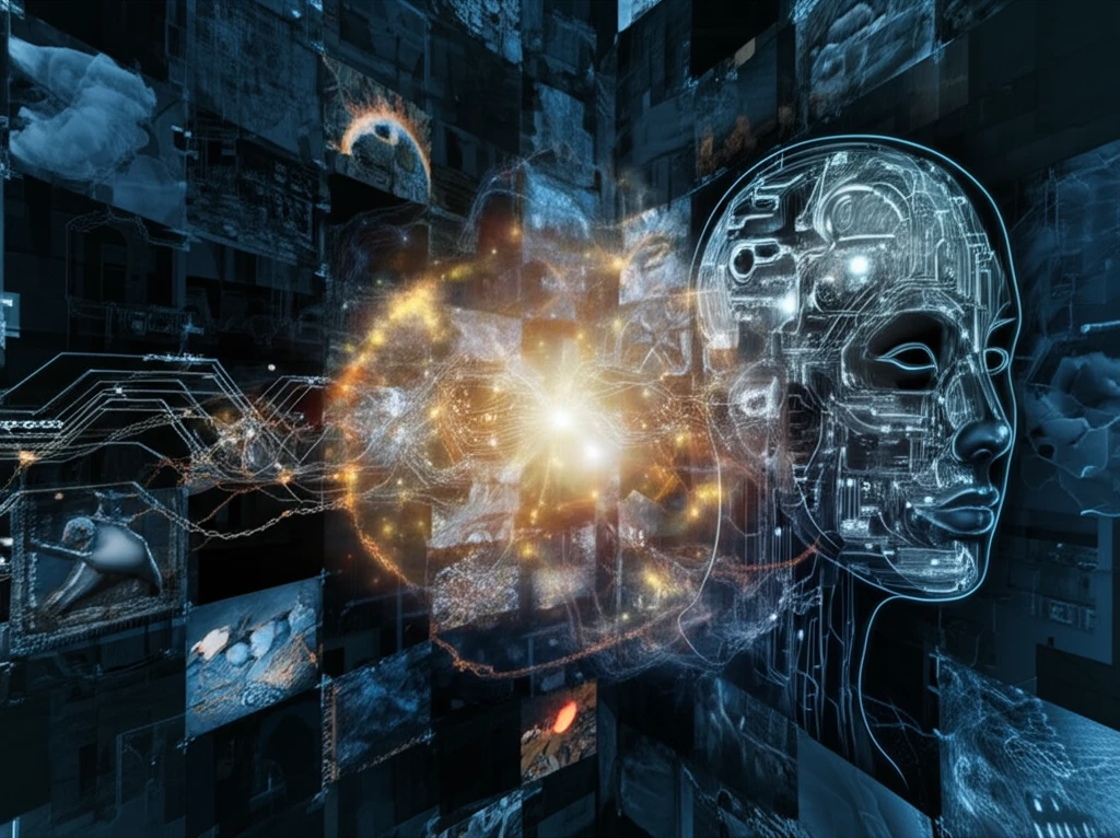 AI neural network illuminating hidden images.