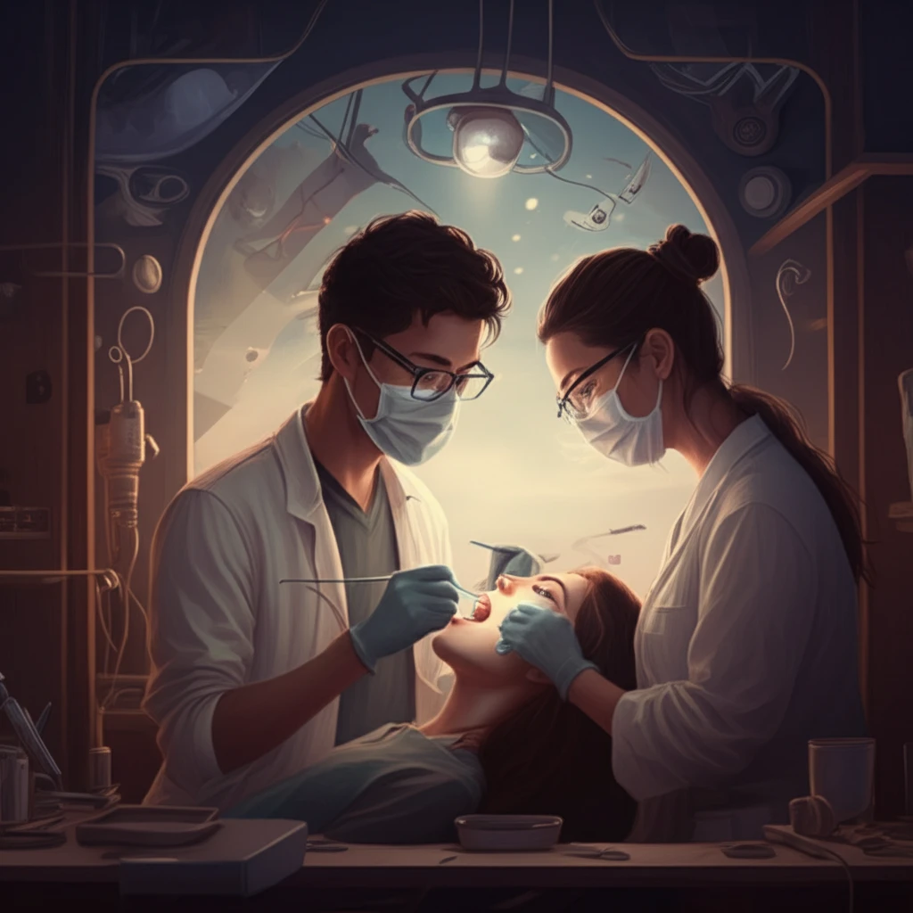 Dentist examining patient in rural Australia.
